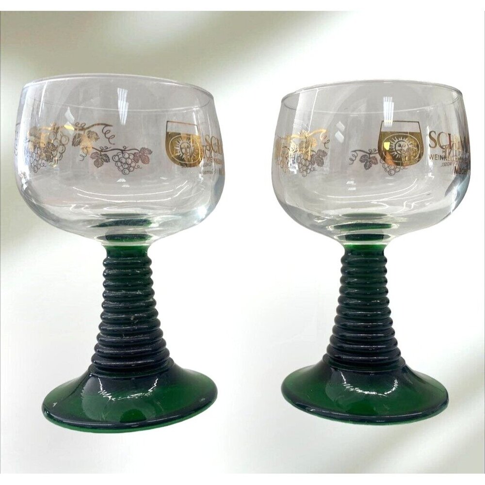 Vintage Green Beehive Stemmed German Wine Glass Schmitt Sohne - Picture 4 of 5